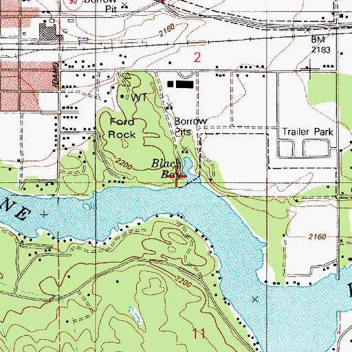 Topographic Map of Black Bay, ID