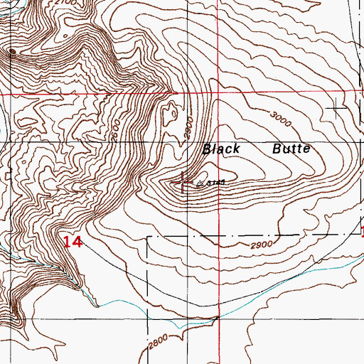 Topographic Map of Black Butte, ID