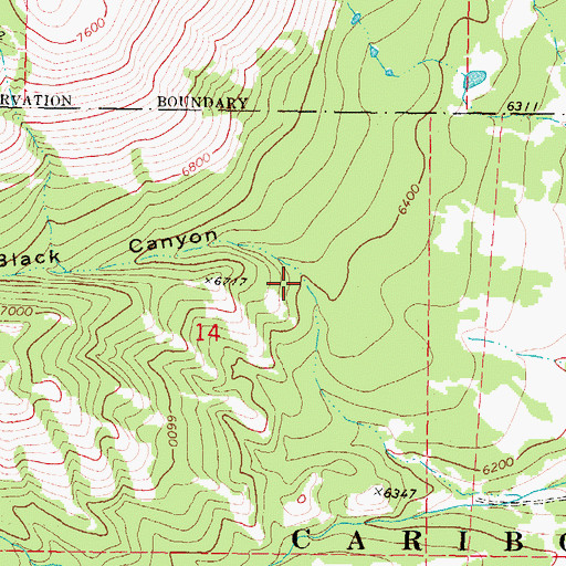 Topographic Map of Black Canyon, ID
