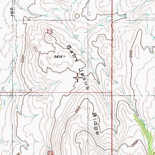 Topographic Map of Baby Jesus Ridge, AZ