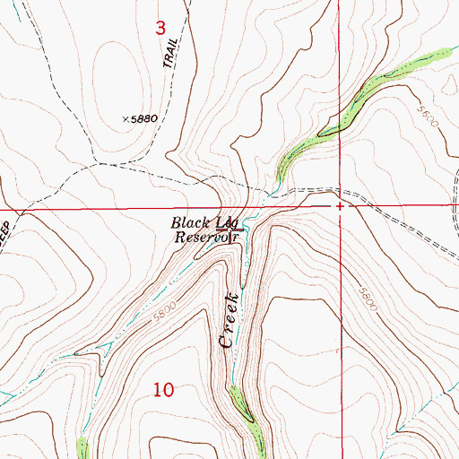 Topographic Map of Black Leg Reservoir, ID
