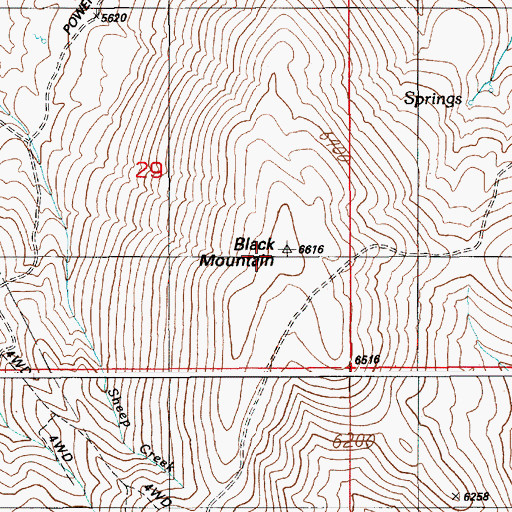 Topographic Map of Black Mountain, ID