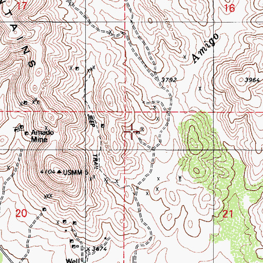 Topographic Map of Backbone Mine, AZ