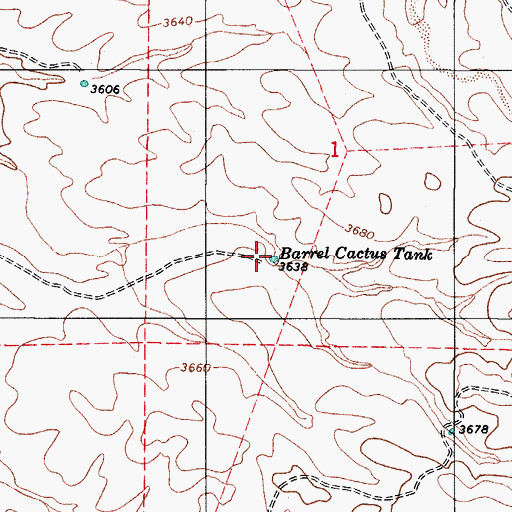 Topographic Map of Barrel Cactus Tank, AZ