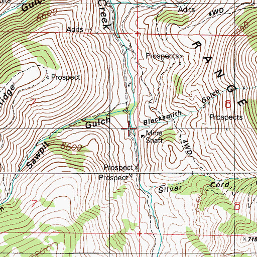 Topographic Map of Blacksmith Gulch, ID
