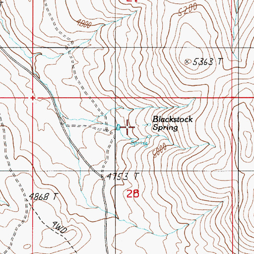Topographic Map of Blackstock Spring, ID