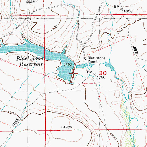 Topographic Map of Blackstone Reservoir, ID