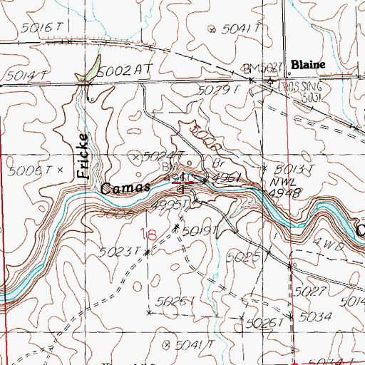 Topographic Map of Blaine Bridge, ID