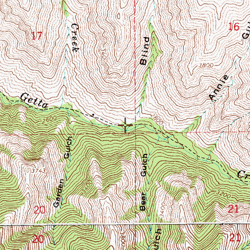 Topographic Map of Blind Gulch, ID