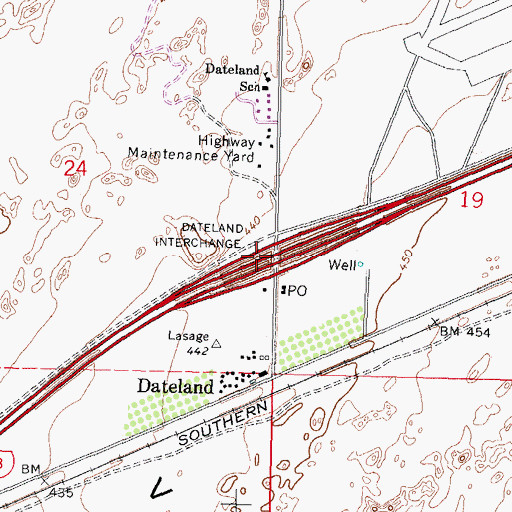 Topographic Map of Dateland Interchange, AZ