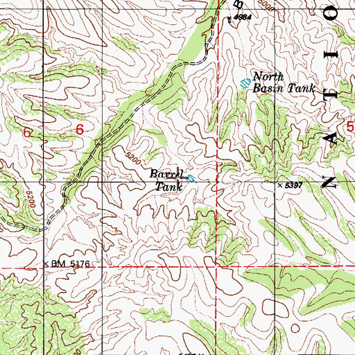 Topographic Map of Barrel Tank, AZ