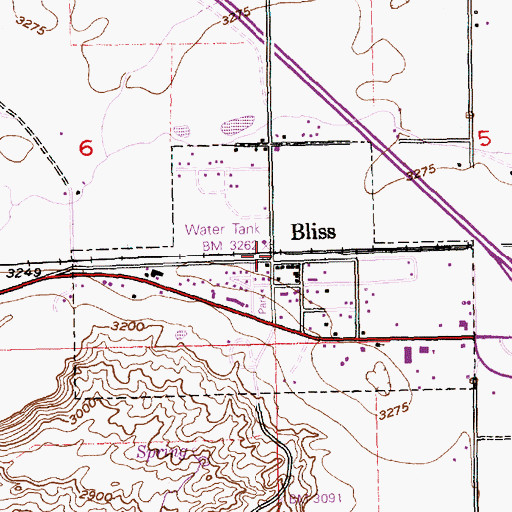Topographic Map of Bliss, ID