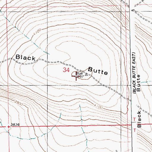 Topographic Map of Black Butte, ID
