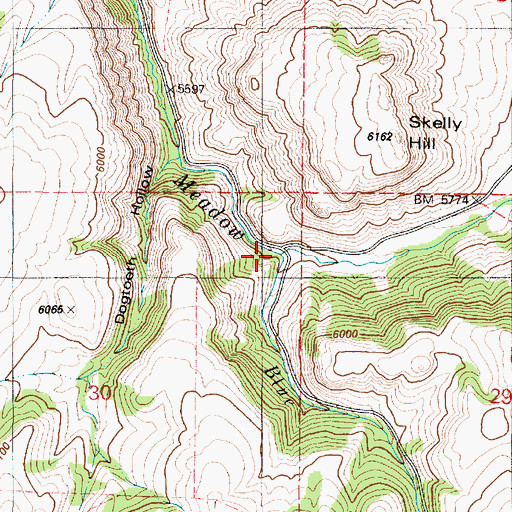 Topographic Map of Blue Creek, ID
