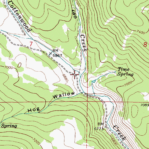 Topographic Map of Blue Creek, ID
