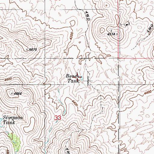 Topographic Map of Beach Tank, AZ