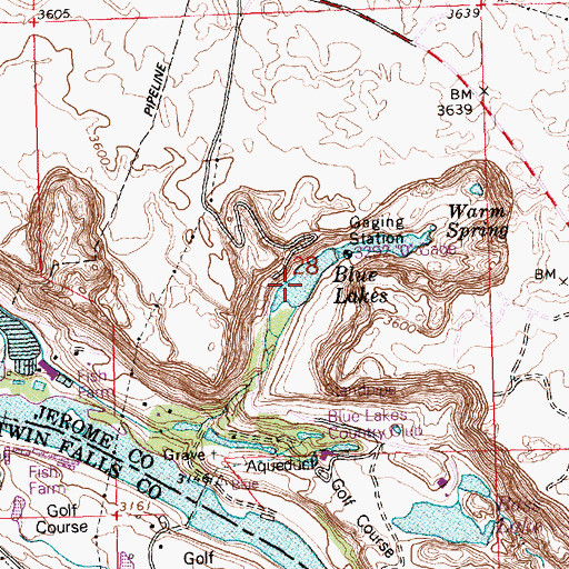 Topographic Map of Blue Lakes, ID