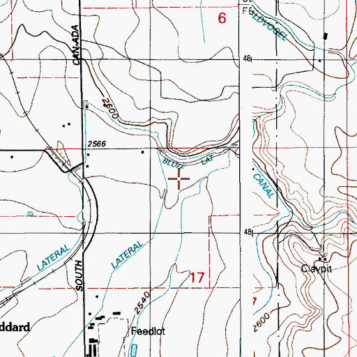 Topographic Map of Bluff Lateral, ID