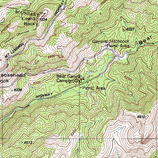 Topographic Map of Bear Canyon Campground (historical), AZ