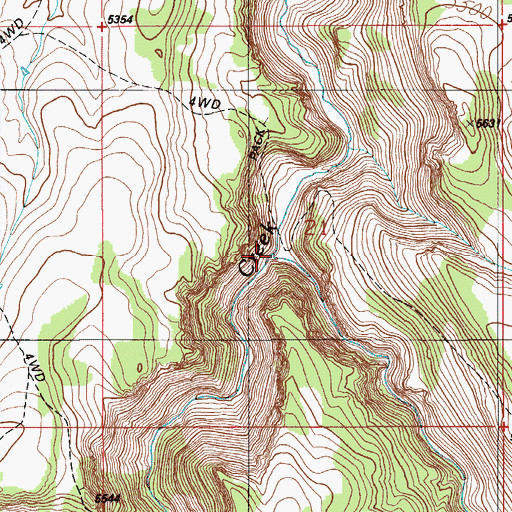 Topographic Map of Bogus Creek, ID