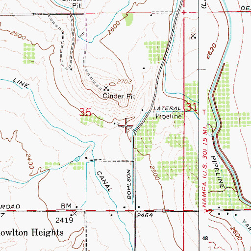Topographic Map of Bohlson Lateral, ID