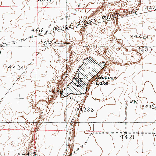 Topographic Map of Bonanza Lake, ID