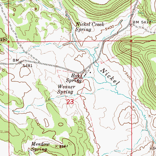 Topographic Map of Boni Spring, ID