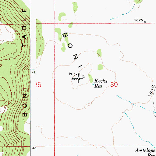 Topographic Map of Boni Table, ID