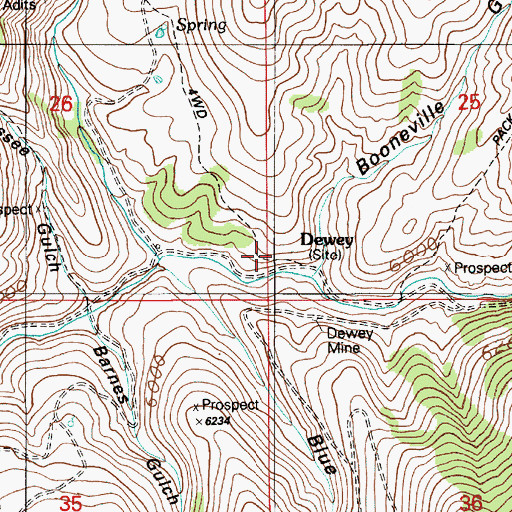 Topographic Map of Booneville Gulch, ID