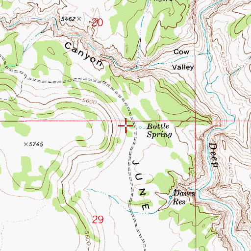 Topographic Map of Bottle Spring, ID