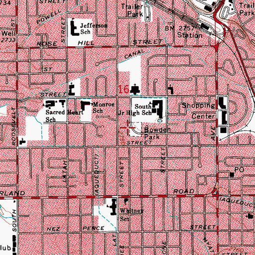 Topographic Map of Bowden Park, ID
