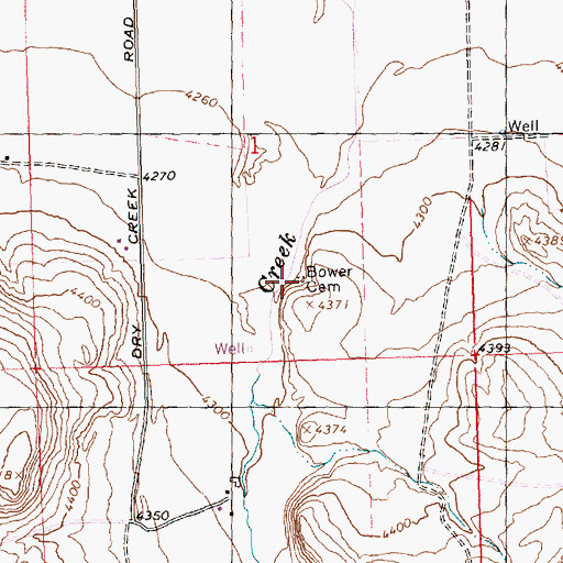 Topographic Map of Bower Cemetery, ID