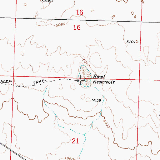 Topographic Map of Bowl Reservoir, ID
