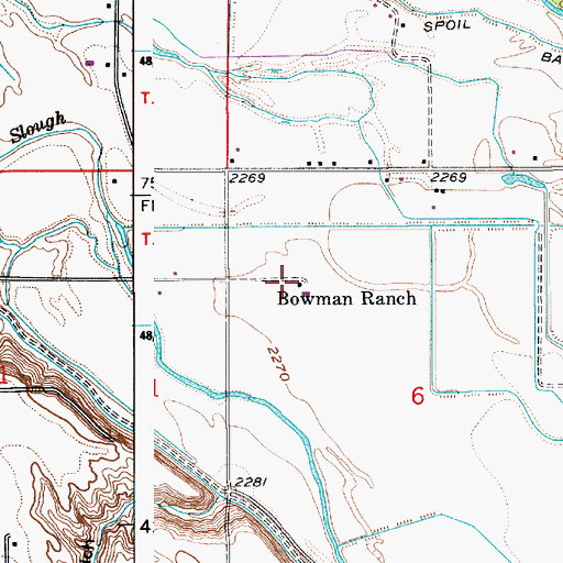 Topographic Map of Bowman Ranch, ID
