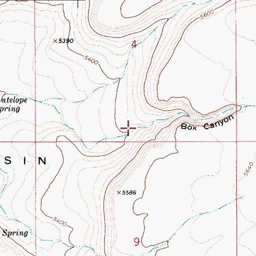 Topographic Map of Box Canyon, ID