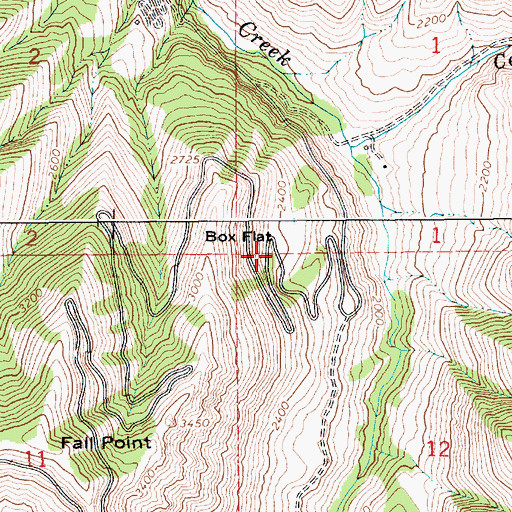 Topographic Map of Box Flat, ID