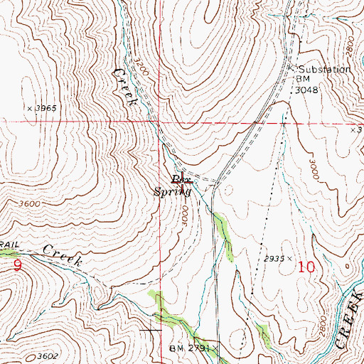Topographic Map of Box Spring, ID