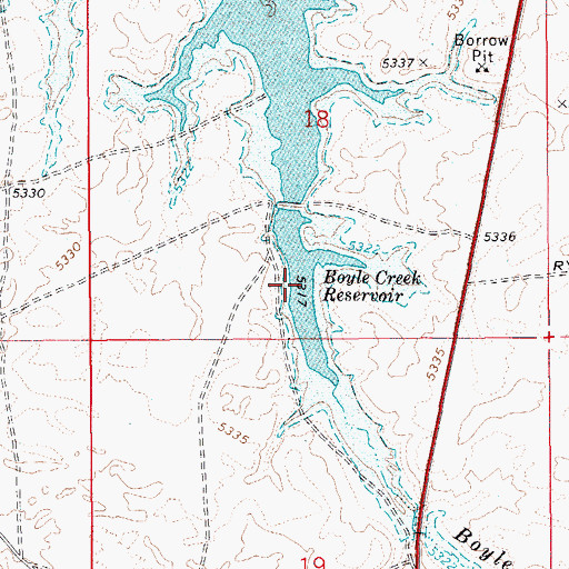 Topographic Map of Boyle Creek Reservoir, ID