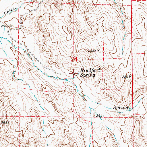 Topographic Map of Bradford Spring, ID