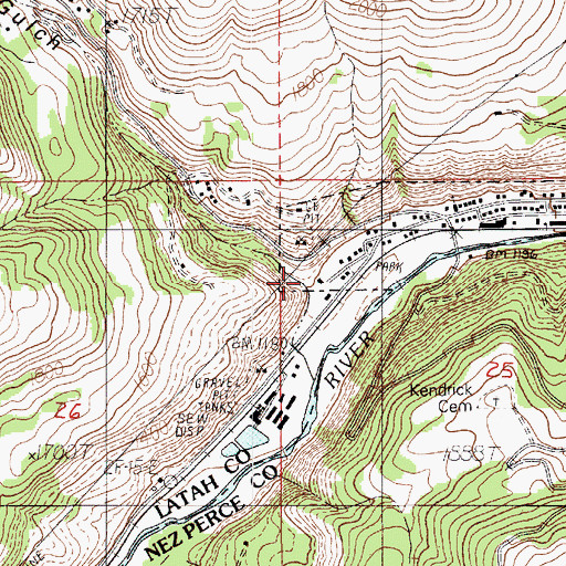 Topographic Map of Brady Gulch, ID