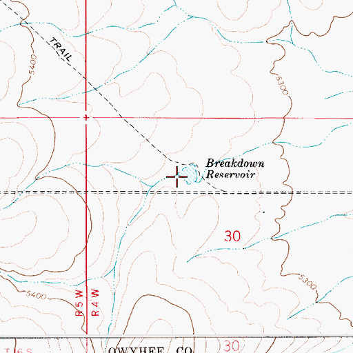 Topographic Map of Breakdown Reservoir, ID
