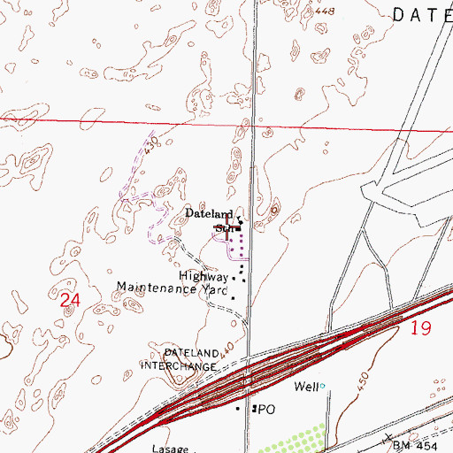 Topographic Map of Dateland Elementary School, AZ