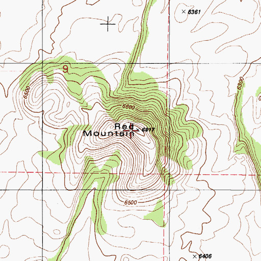 Topographic Map of Red Mountain, ID