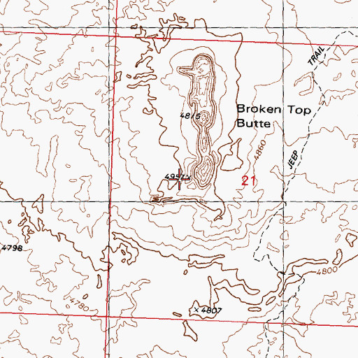 Topographic Map of Broken Top Butte, ID