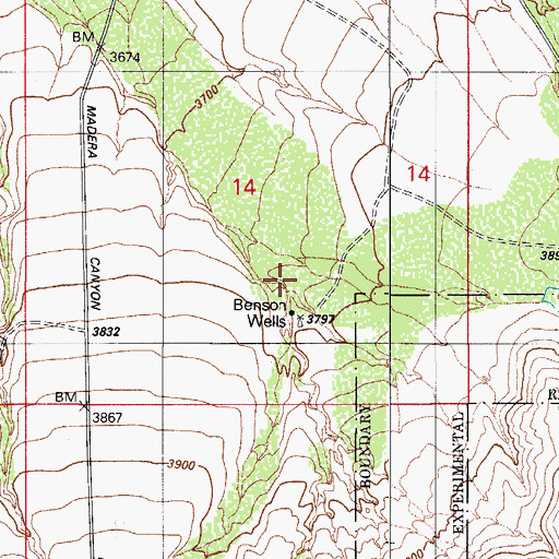 Topographic Map of Benson Wells, AZ