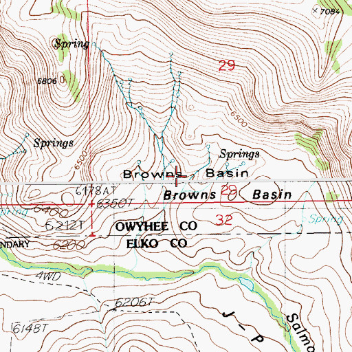 Topographic Map of Browns Basin, ID