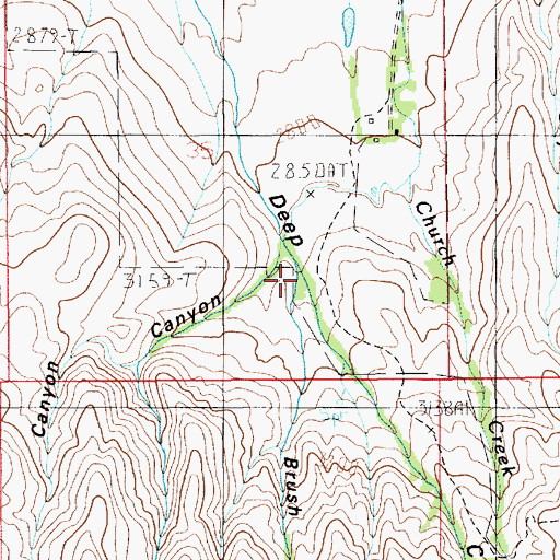Topographic Map of Brush Canyon, ID