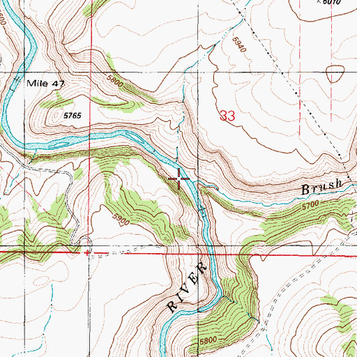 Topographic Map of Brush Creek, ID