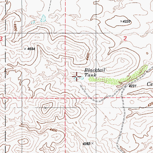 Topographic Map of Blacktail Tank, AZ