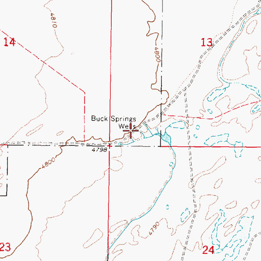 Topographic Map of Buck Springs Wells, ID
